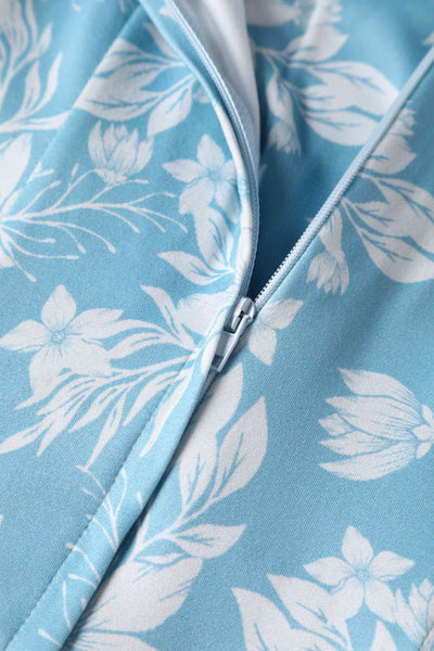EU STOCK Brenda Blue Floral A-line Dress