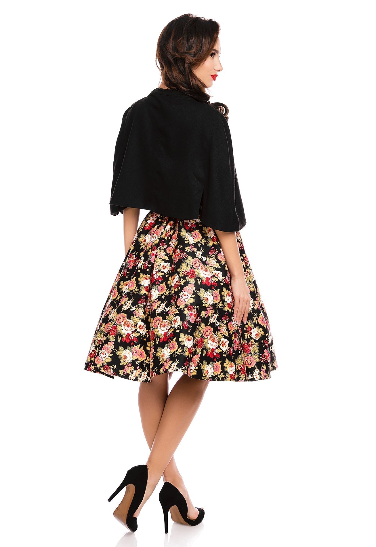 Glamorous 50s Style Cape Shrug in Black