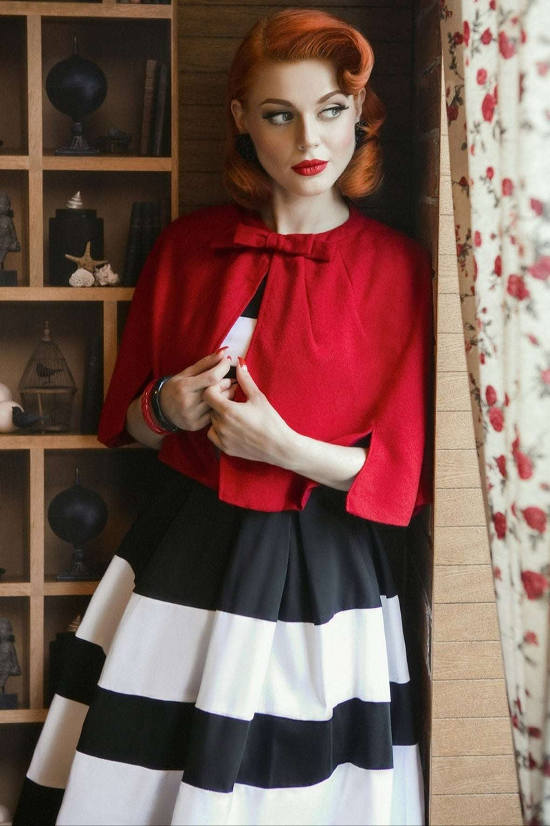 Glamorous 50s Style Cape Shrug in Red
