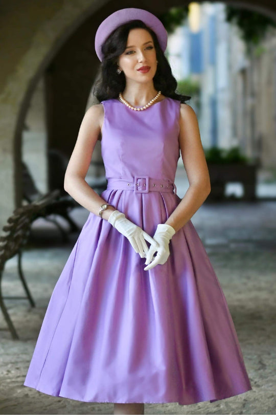 Helen Lilac Cotton Midi Dress