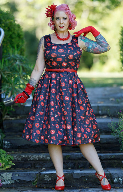 PRE ORDER Amanda Pin Up Lip & Cherry Swing Dress