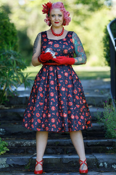 PRE ORDER Amanda Pin Up Lip & Cherry Swing Dress