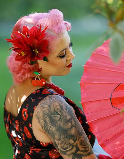 PRE ORDER Amanda Pin Up Lip & Cherry Swing Dress