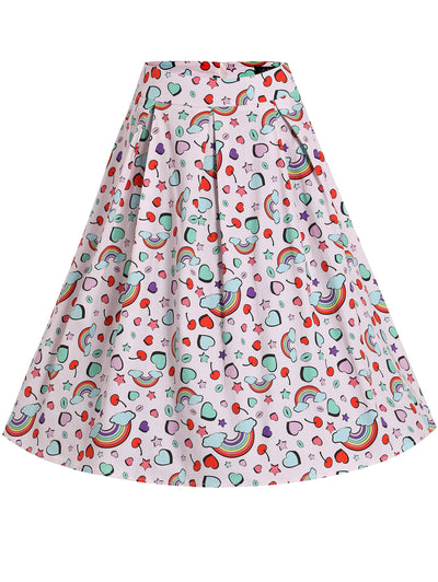 PRE-ORDER Carolyn Box Pleat Skirt in Pink Fun Print