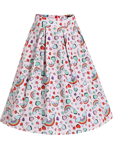 PRE-ORDER Carolyn Box Pleat Skirt in Pink Fun Print