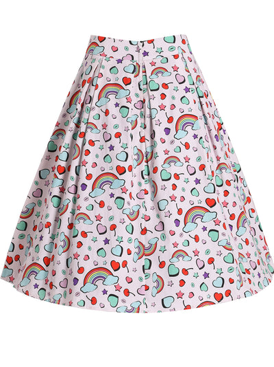 PRE-ORDER Carolyn Box Pleat Skirt in Pink Fun Print