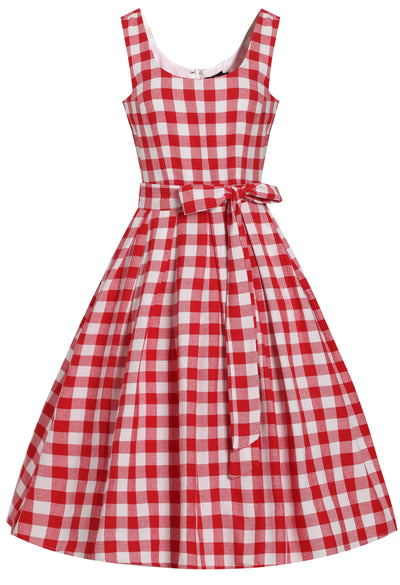 Amanda Red & White Check Swing Dress