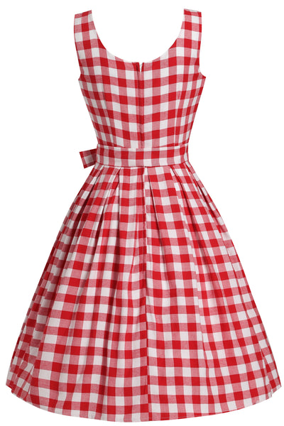 Amanda Red & White Check Swing Dress