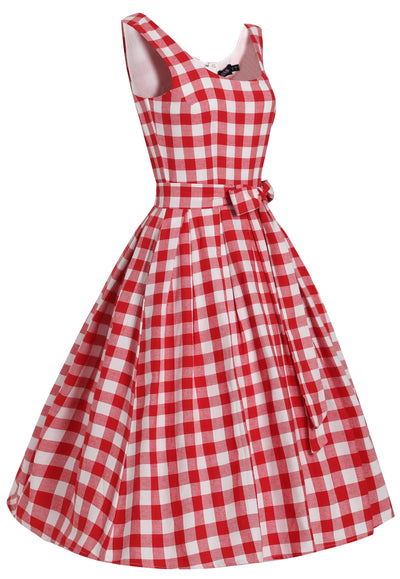 Amanda Red & White Check Swing Dress