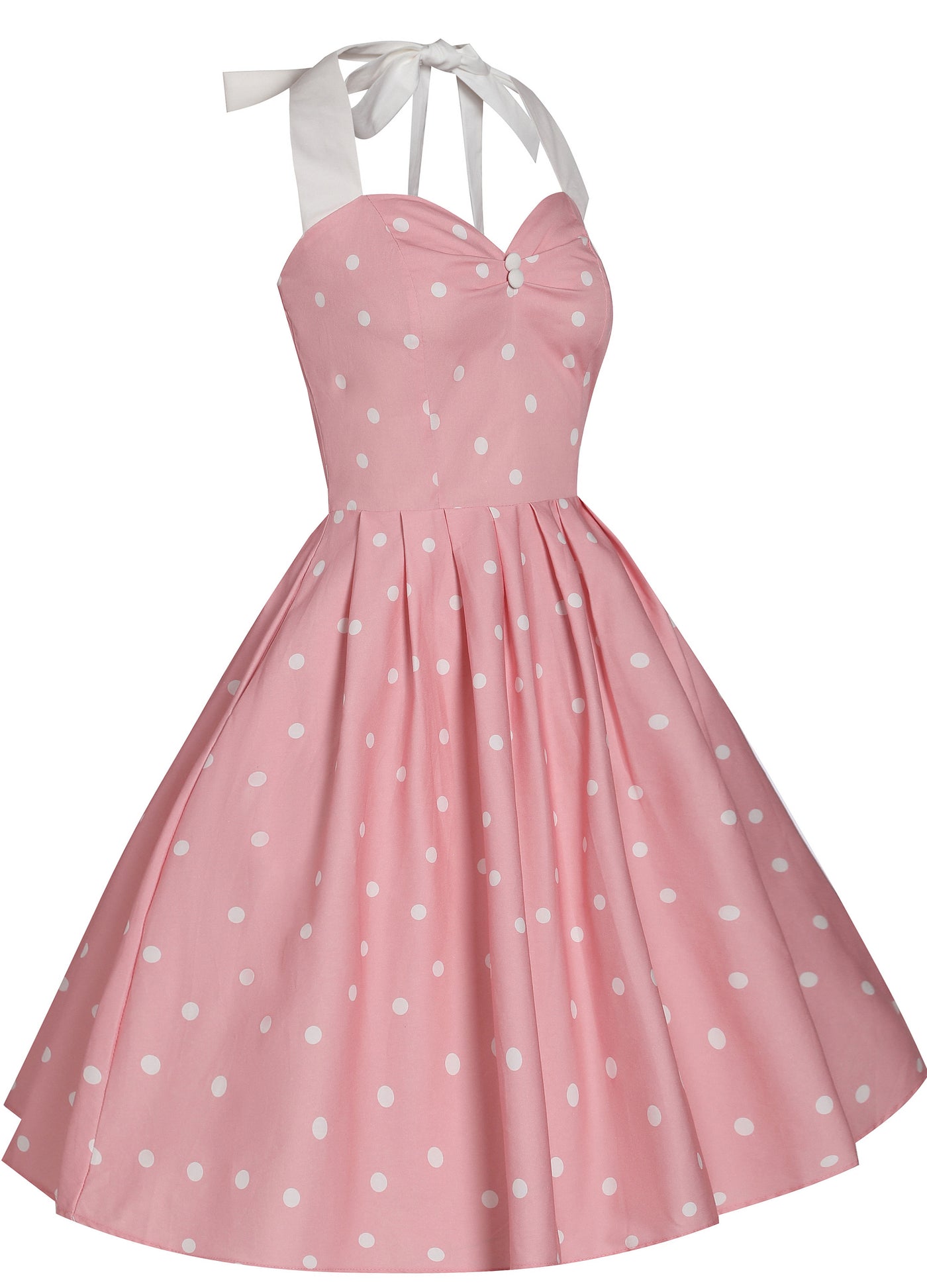 Sophia Rockabilly Halter Neck Swing Dress in Light Pink