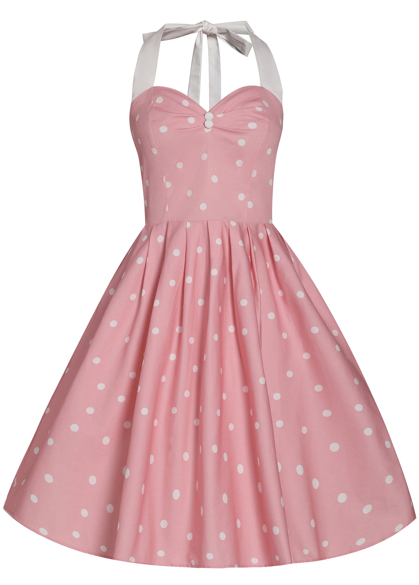 Sophia Rockabilly Halter Neck Swing Dress in Light Pink