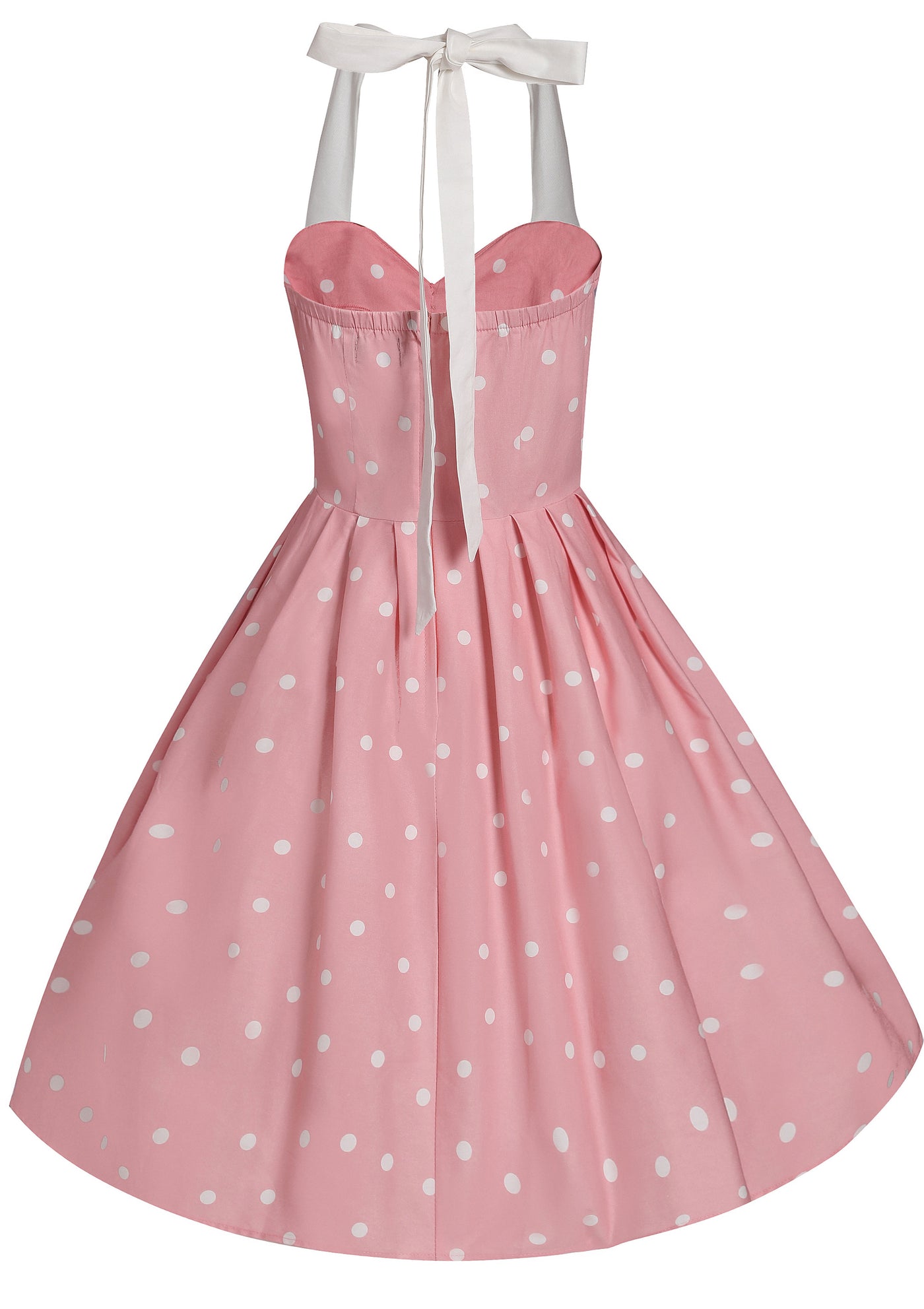 Sophia Rockabilly Halter Neck Swing Dress in Light Pink