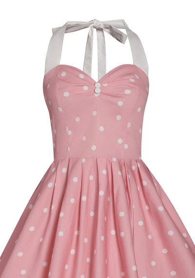 Sophia Rockabilly Halter Neck Swing Dress in Light Pink