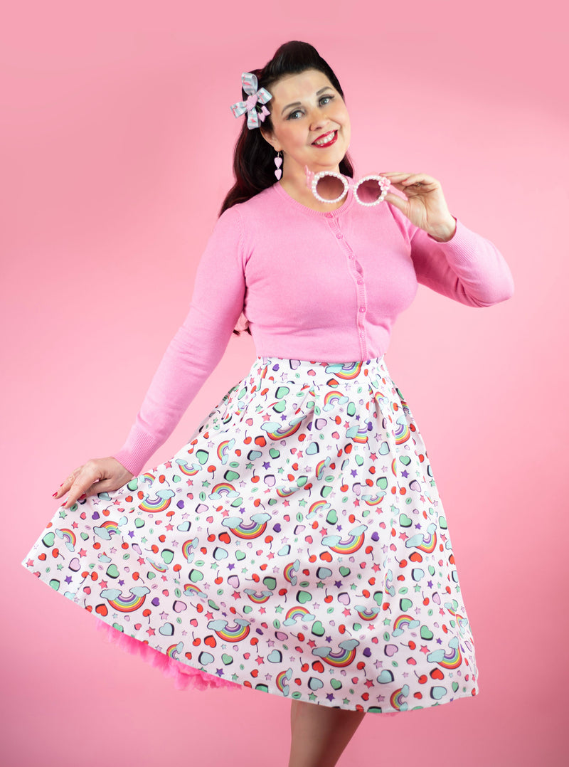 PRE-ORDER Carolyn Box Pleat Skirt in Pink Fun Print