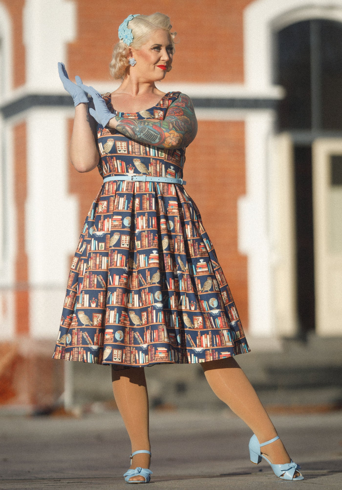 Amanda Library Book & Owl Swing Dress
