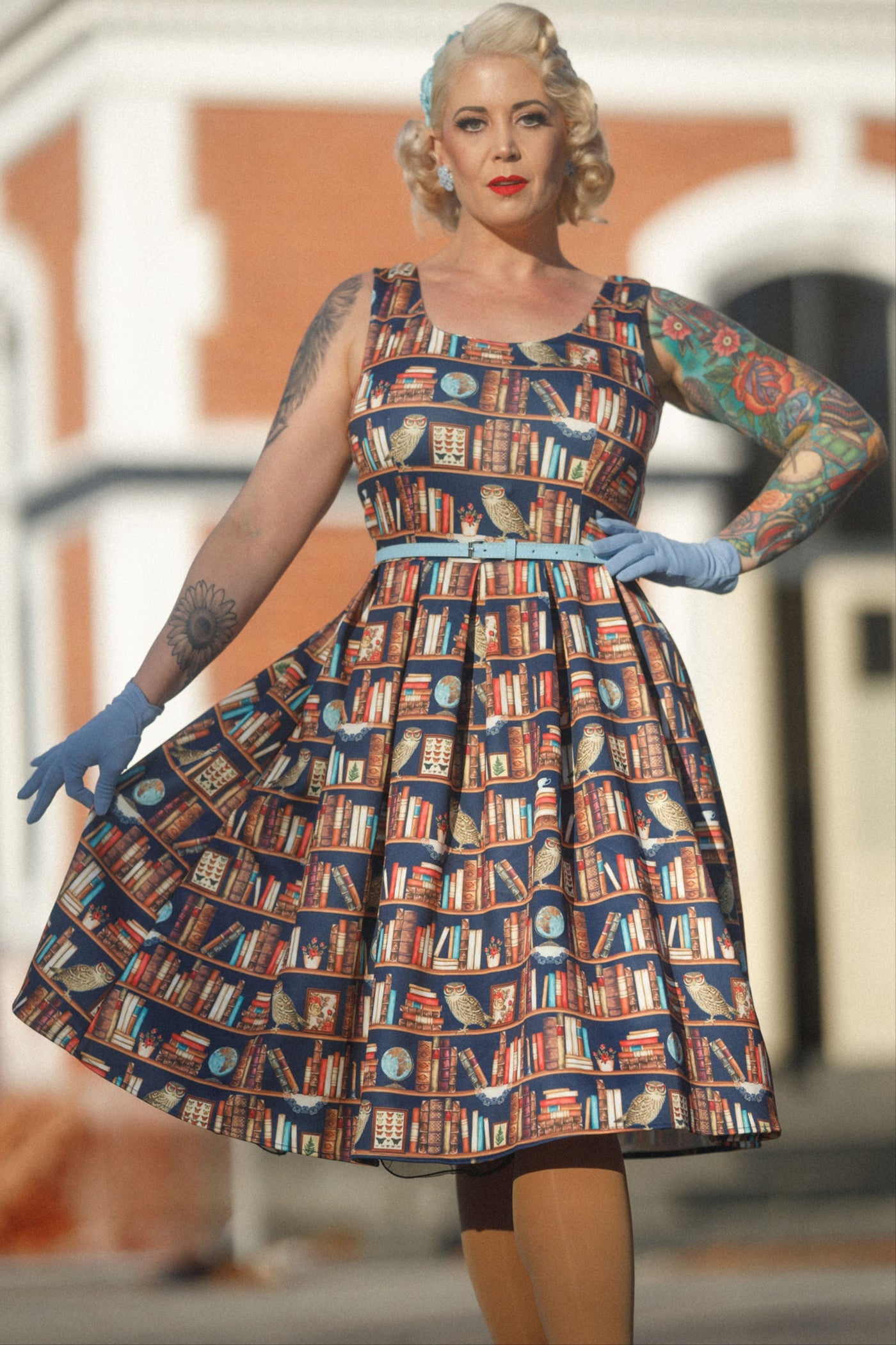 Amanda Library Book & Owl Swing Dress