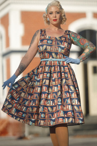 Amanda Library Book & Owl Swing Dress