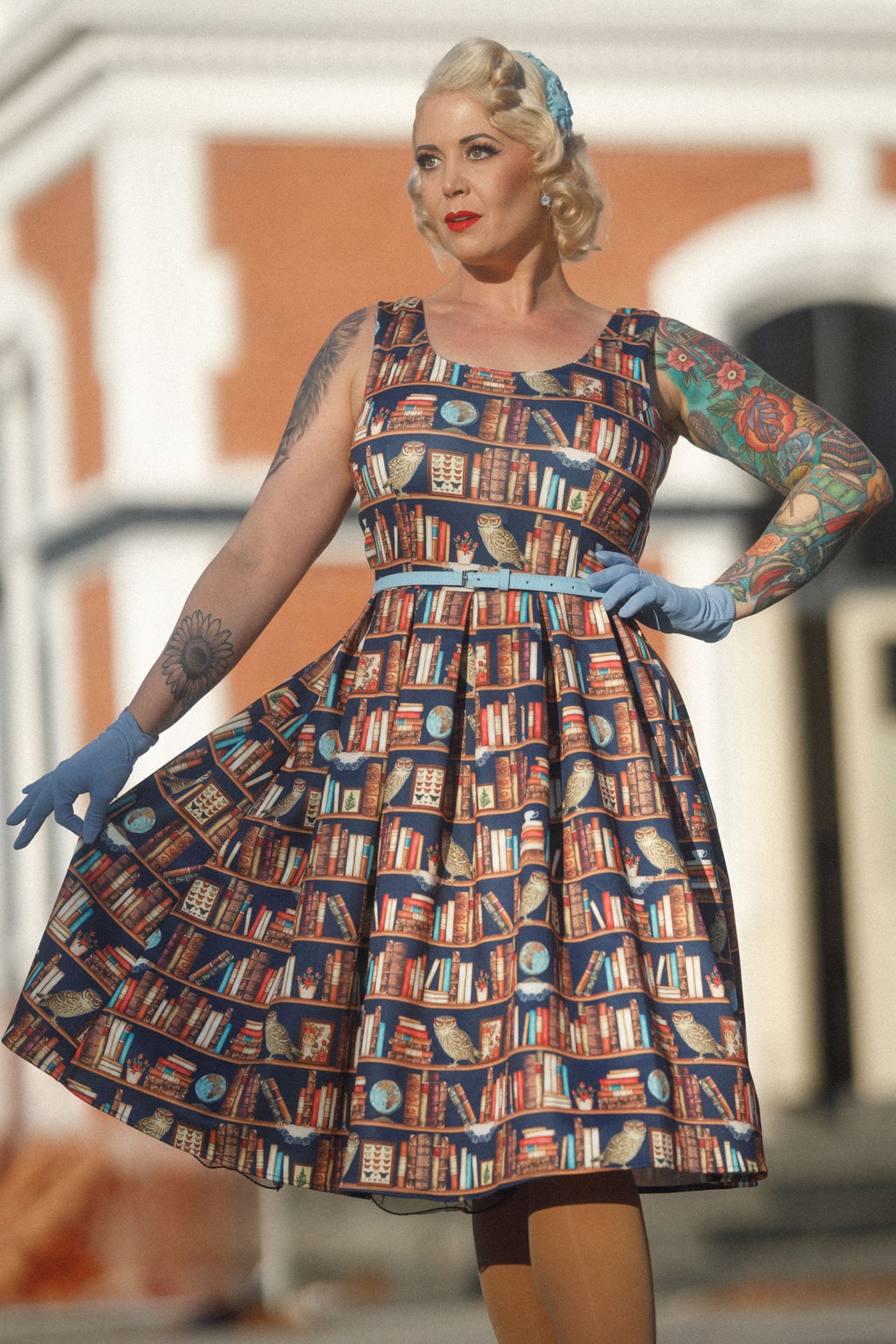 Amanda Library Book & Owl Swing Dress