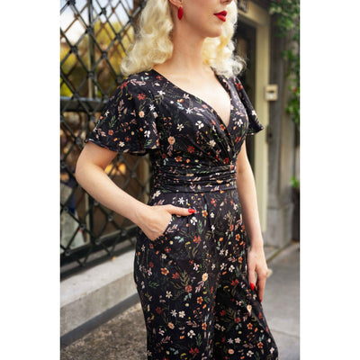 PRE ORDER Esther Black Meadow Butterfly Sleeved Jumpsuit