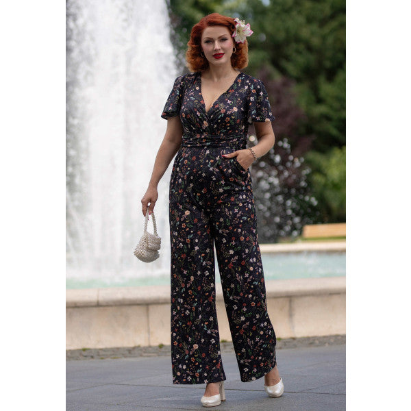 PRE ORDER Esther Black Meadow Butterfly Sleeved Jumpsuit