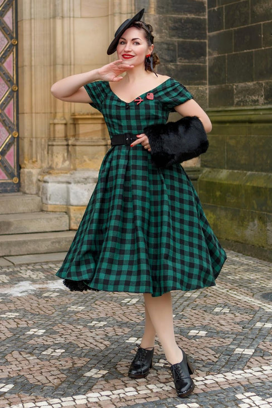 Lily Green & Black Check Swing Dress
