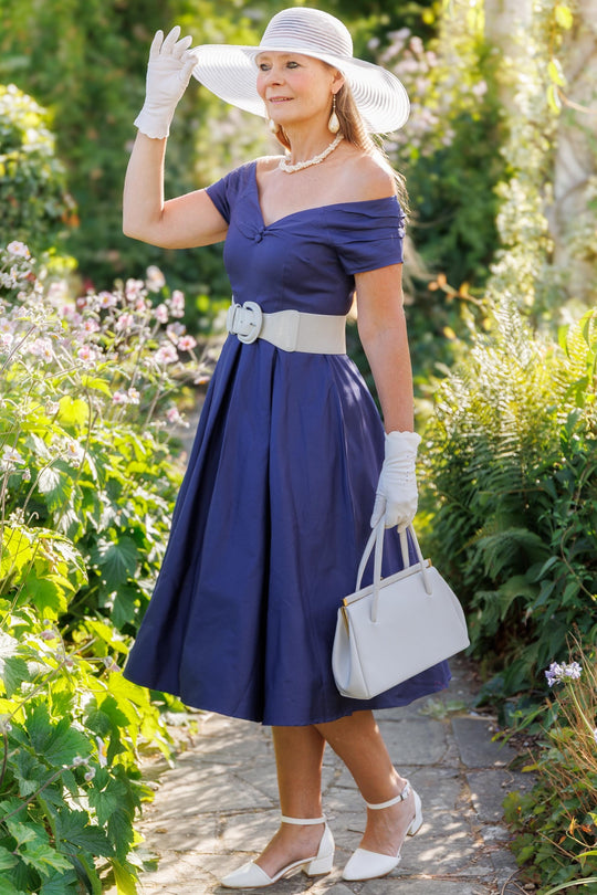 Lily Navy Off Shoulder Dress