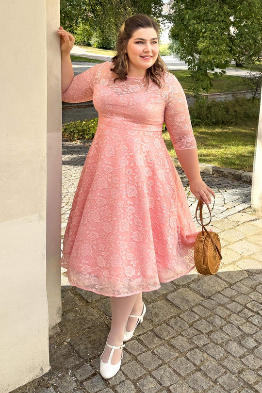 Madeline Mauve Pink Floral Lace Dress