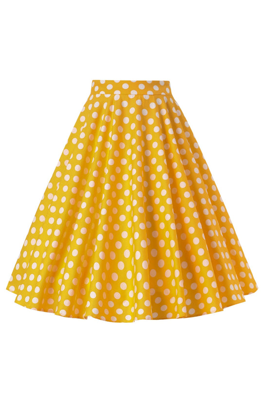 Maisie Yellow Polka Dot Full Circle Midi Skirt