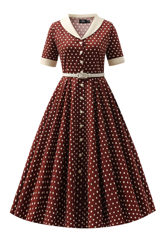 Mollie Brown Polka Dot Full Circle Shirt Dress