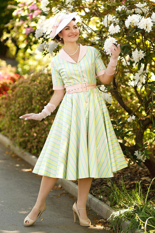 Mollie Multicolored Striped Shirt Dress - Yellow, Green & Pink