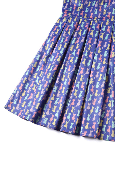 Close up view of Multicoloured Cat Swing Dress
