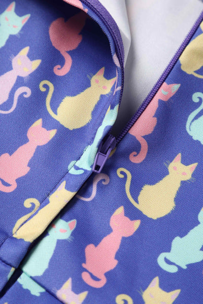 Close up view of Multicoloured Cat Swing Dress