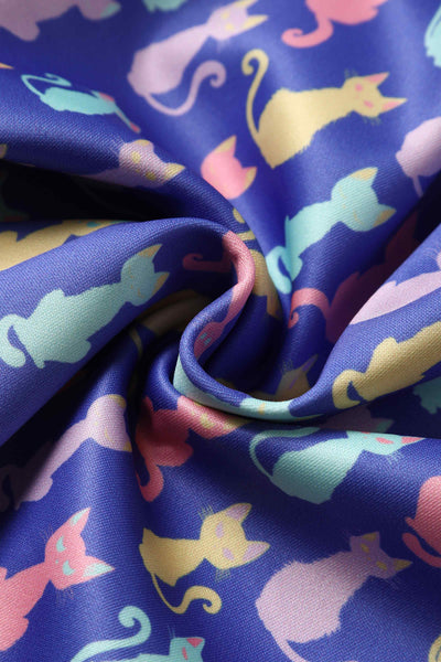 Close up view of Multicoloured Cat Swing Dress