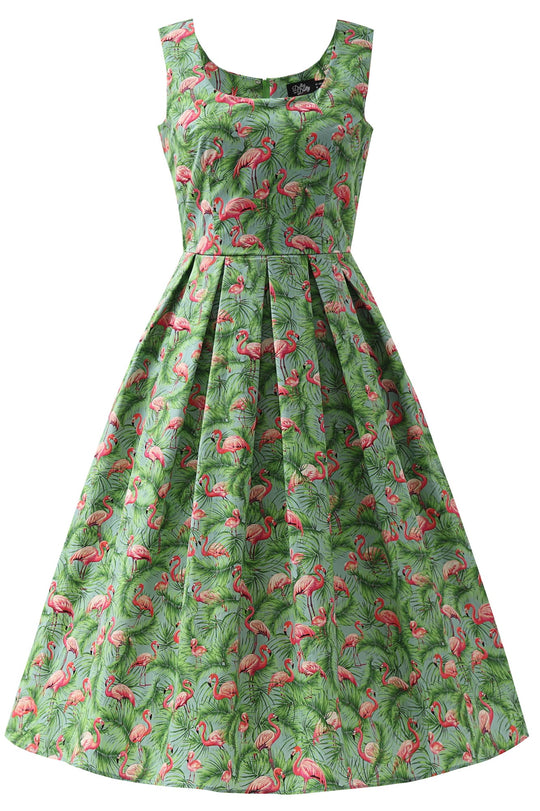 Ophelia Blue Flamingos Midi Dress