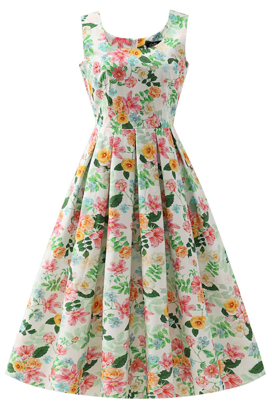 Ophelia Ivory Summery Floral Midi Dress