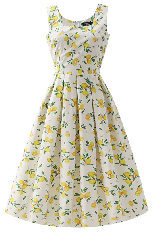 Ophelia White Lemons Midi Dress