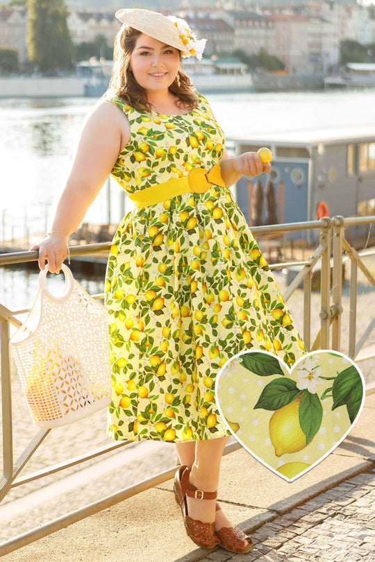 Ophelia Yellow Lemon Polka Dots Sleeveless Cotton Dress