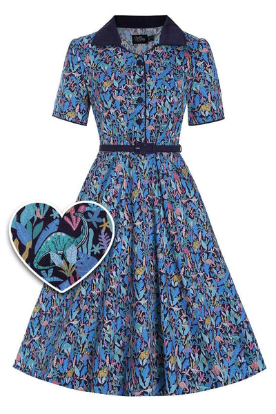EU STOCK Penelope Rockabilly Multicolored Dinosaur Shirt Dress