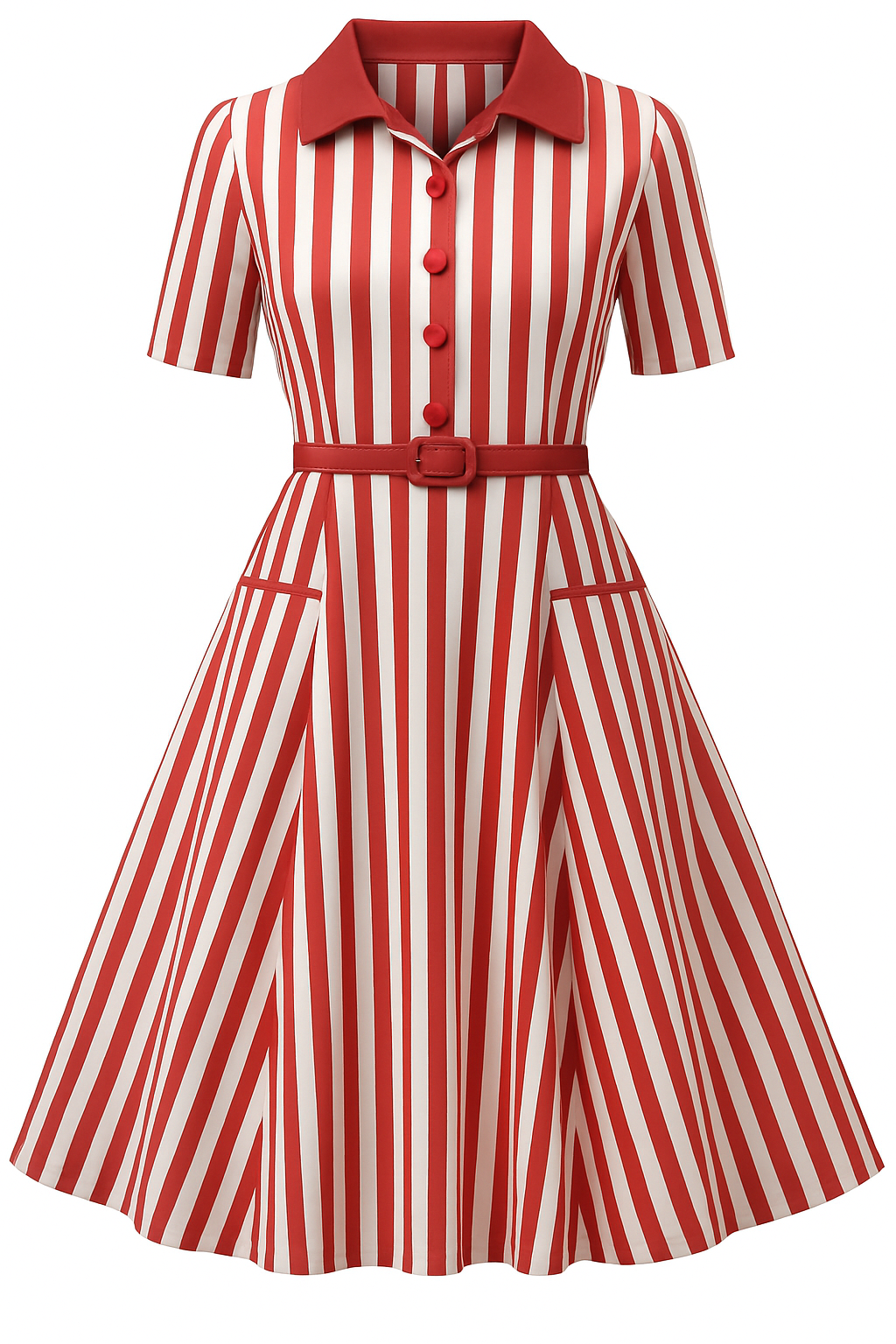 PRE ORDER Penelope II Classic Red & White Striped Shirt Dress