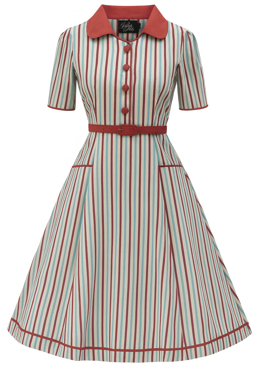 PRE ORDER Penelope II Multicolored Striped Shirt Dress - Brown, Blue & Beige