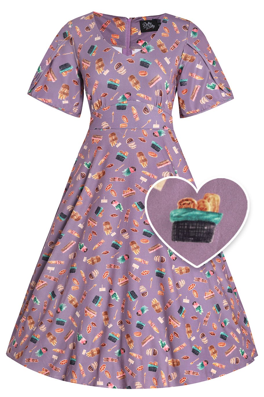 EU STOCK Janice Tea Dress In Purple Pastry Print