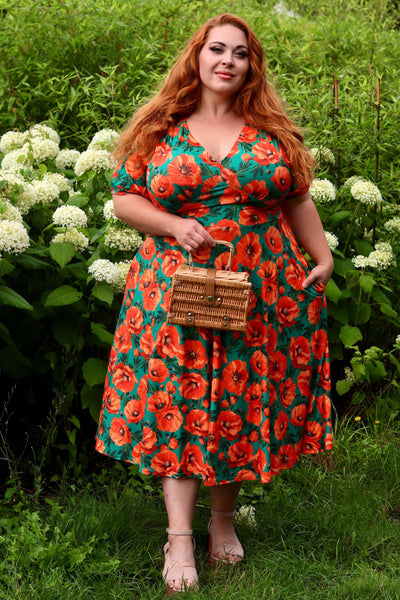 Julia Poppy Midi Dress In Teal