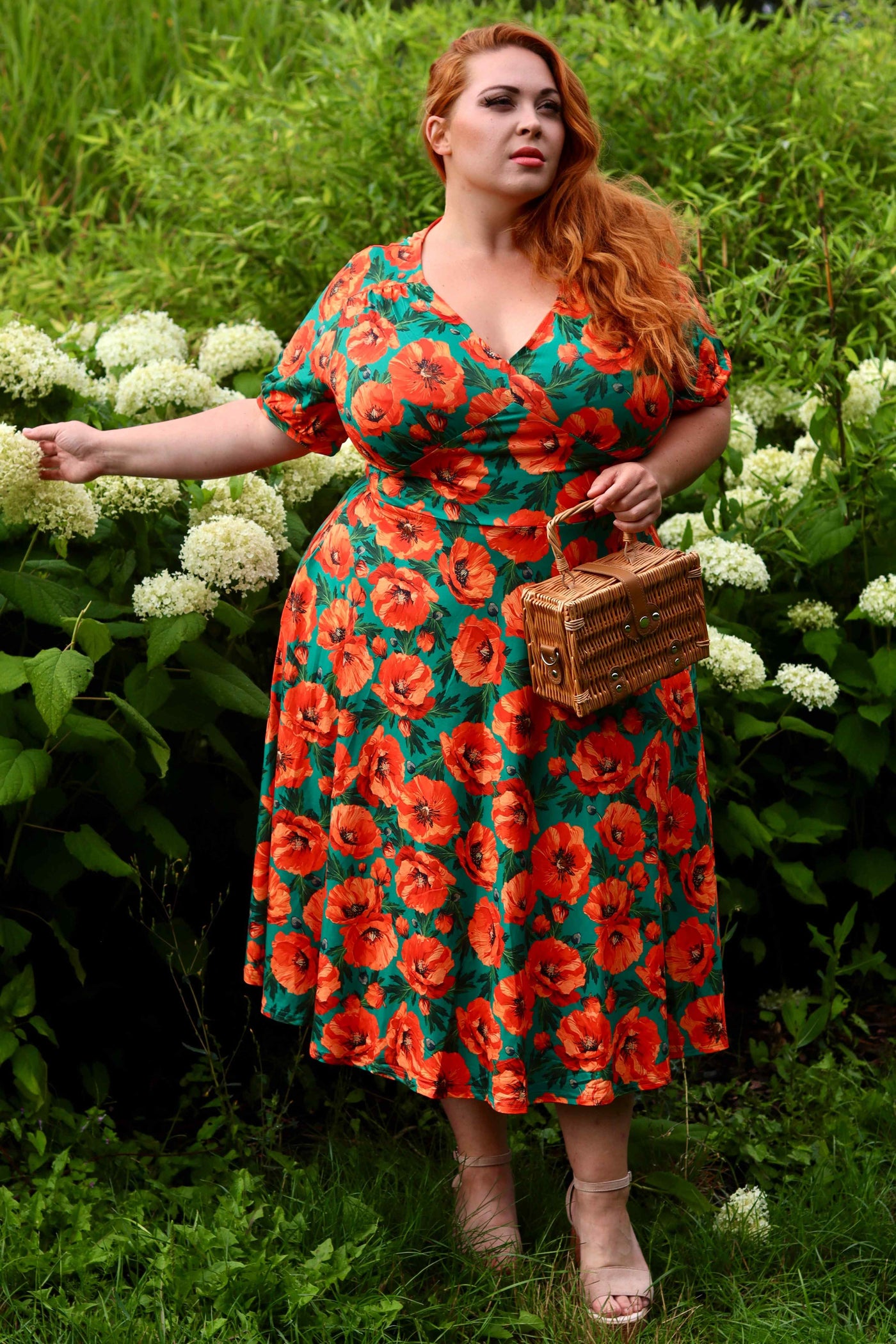 Julia Poppy Midi Dress In Teal