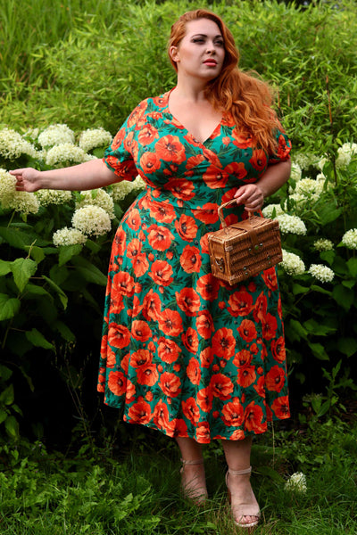 Julia Poppy Midi Dress In Teal