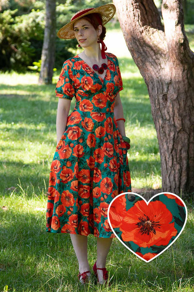 Julia Poppy Midi Dress In Teal