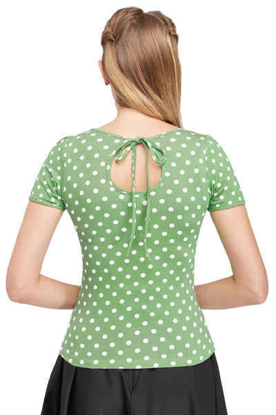 Retro Polka Dot Top in Smoke Green

