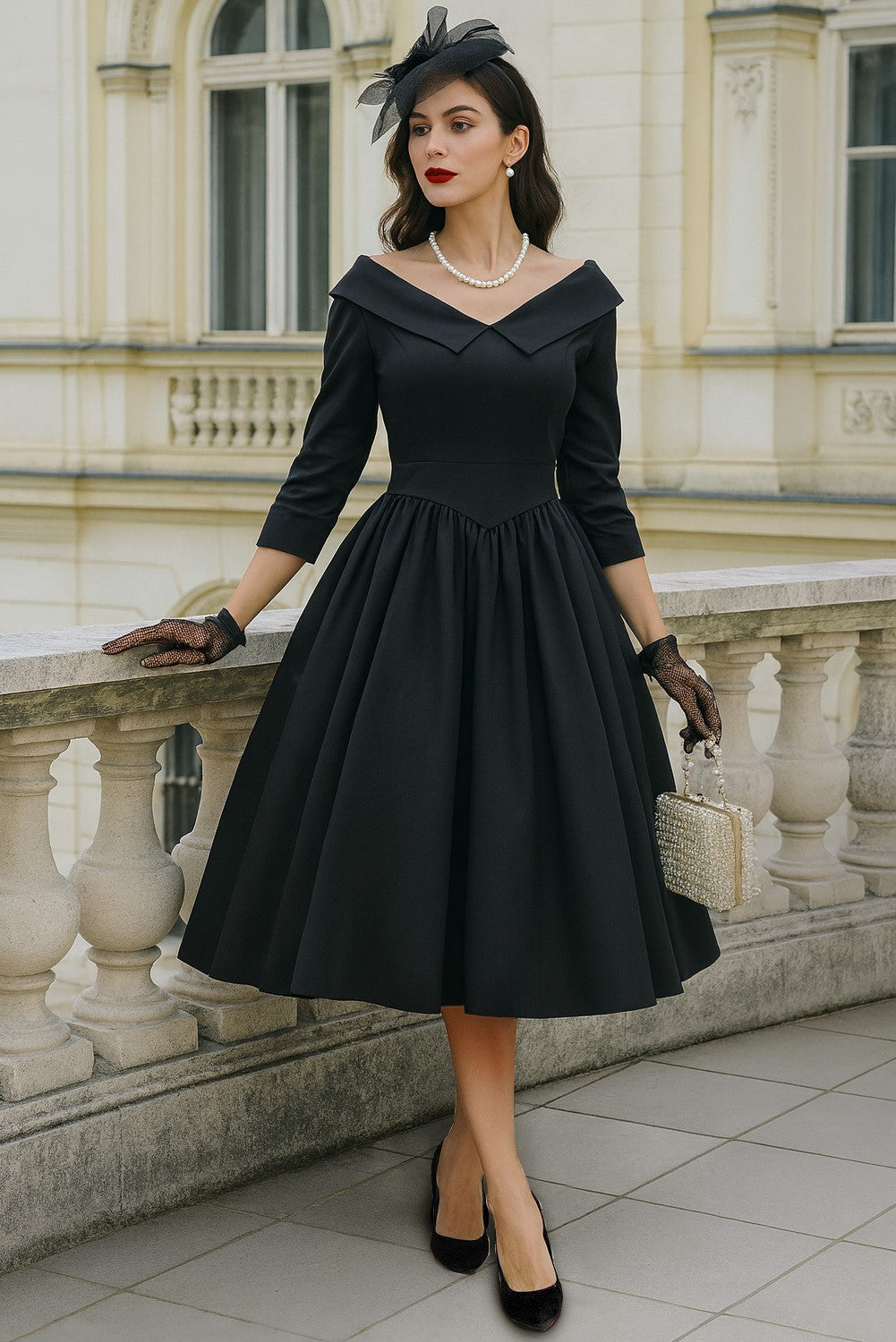Ruth Classic Elegance Black Swing Dress