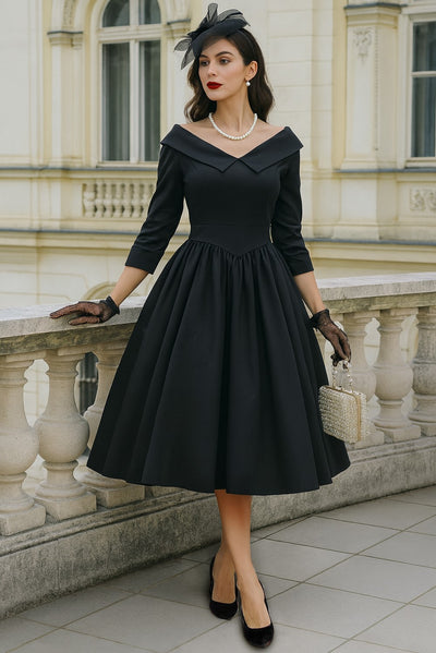 Ruth Classic Elegance Black Swing Dress
