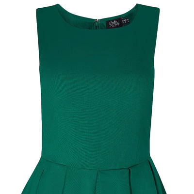 PRE ORDER Annie Retro Embroidered Floral Swing Dress in Green/Black