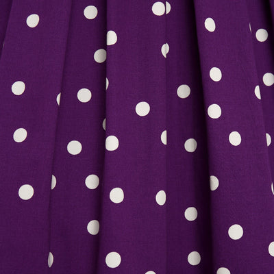 PRE ORDER Annie Retro Vintage Inspired Purple & White Polka Dot Dress with Hidden Pockets